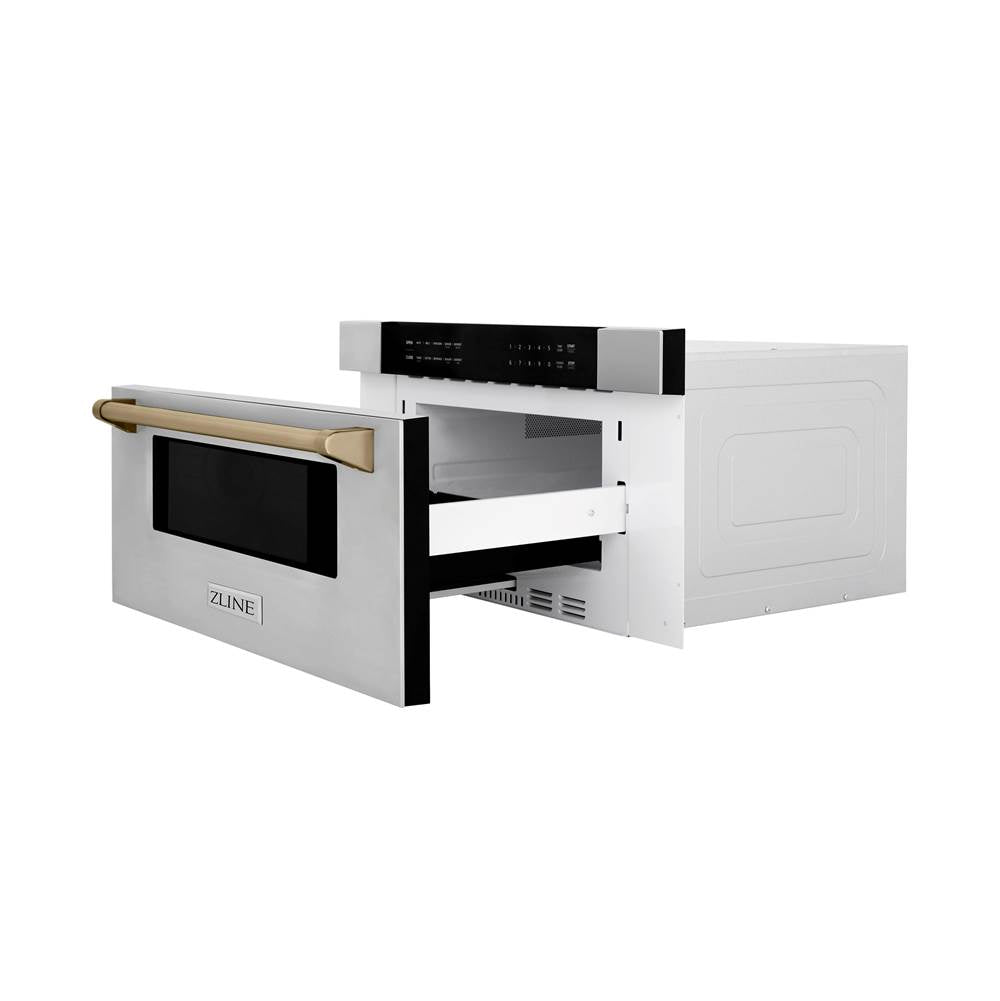 Autograph Edition 30'' 1.2 cu. ft. Built-In Microwave Drawer in Stainless Steel with Champagne Bronze Accents