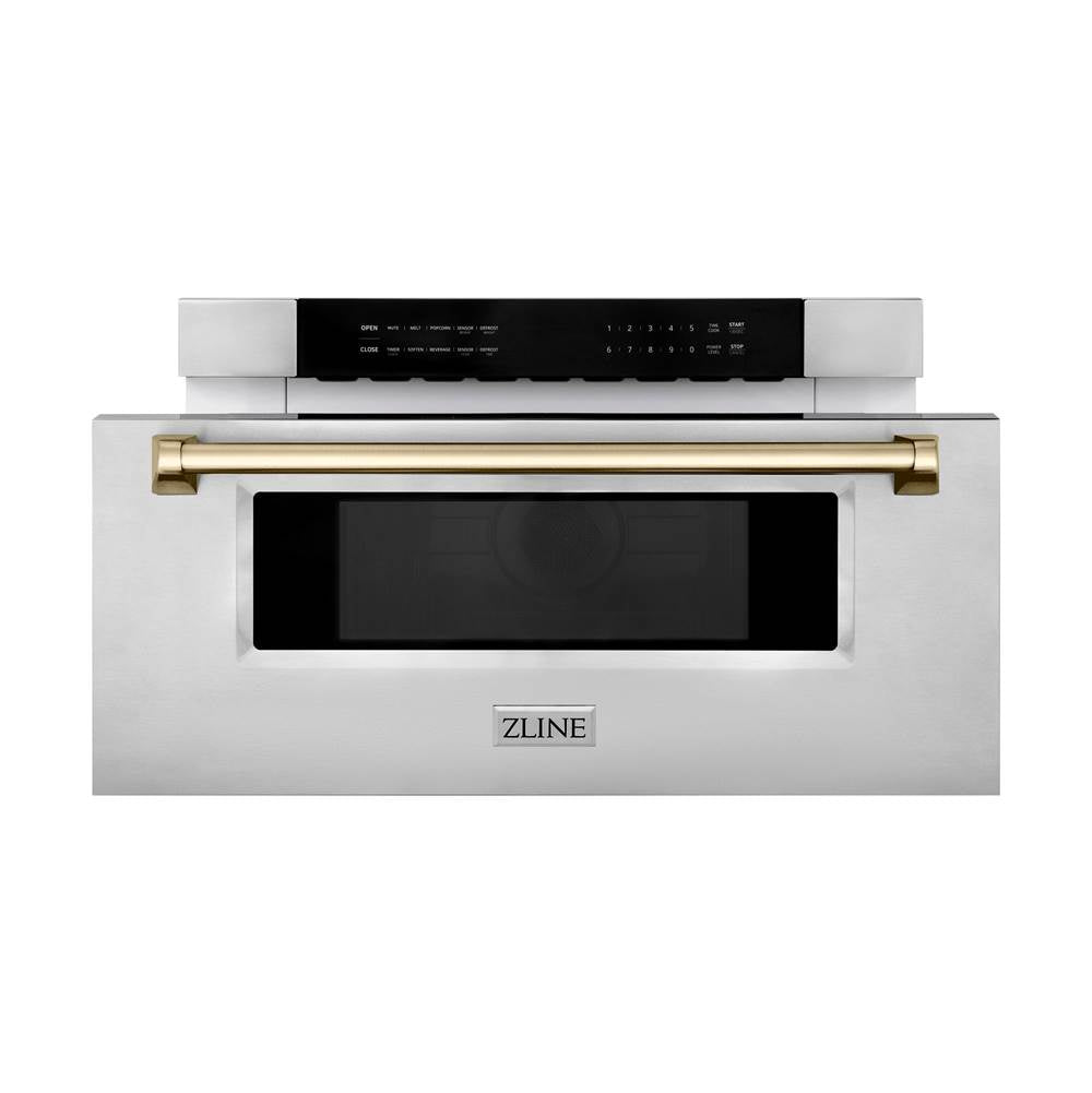 Autograph Edition 30'' 1.2 cu. ft. Built-In Microwave Drawer in Stainless Steel with Champagne Bronze Accents