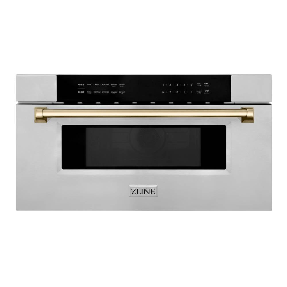 Z-Line - Autograph Edition 30'' 1.2 cu. ft. Built-In Microwave Drawer in Stainless Steel with Gold Accents - Gold