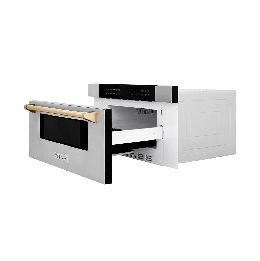Autograph Edition 30'' 1.2 cu. ft. Built-In Microwave Drawer in Stainless Steel with Champagne Bronze Accents