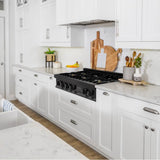 36'' Porcelain Gas Stovetop in Black Stainless with Brass Burners
