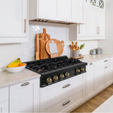Autograph Edition 30'' Porcelain Rangetop with 4 Gas Burners in Black Stainless Steel and Champagne Bronze Accents