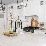 Autograph Edition 36'' Porcelain Rangetop with 6 Gas Burners in Black Stainless Steel and Champagne Bronze Accents