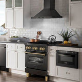 Autograph Edition 30'' 4.0 cu.' Dual Fuel Range with Gas Stove and Electric Oven in Black Stainless Steel with Champagne Bronze Accents