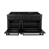 60'' 7.4 cu. ft. Dual Fuel Range with Gas Stove and Electric Oven in Black Stainless Steel with Brass Burners