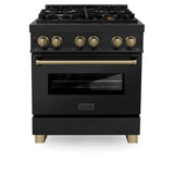 Autograph Edition 30'' 4.0 cu.' Dual Fuel Range with Gas Stove and Electric Oven in Black Stainless Steel with Champagne Bronze Accents