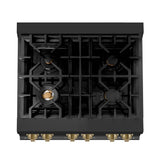 Autograph Edition 30'' 4.0 cu.' Dual Fuel Range with Gas Stove and Electric Oven in Black Stainless Steel with Champagne Bronze Accents