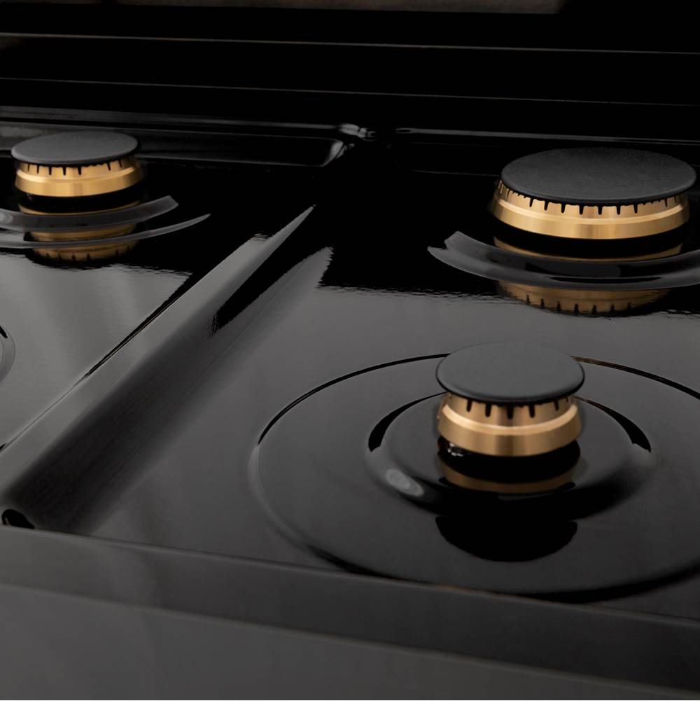 Autograph Edition 30'' 4.0 cu.' Dual Fuel Range with Gas Stove and Electric Oven in Black Stainless Steel with Champagne Bronze Accents