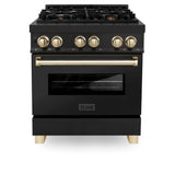 Autograph Edition 30'' 4.0 cu.' Dual Fuel Range with Gas Stove and Electric Oven in Black Stainless Steel with Champagne Bronze Accents