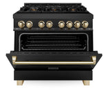 Autograph Edition 36'' 4.6 cu.' Dual Fuel Range with Gas Stove and Electric Oven in Black Stainless Steel with Champagne Bronze Accents