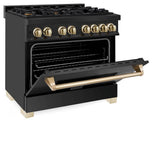 Autograph Edition 36'' 4.6 cu.' Dual Fuel Range with Gas Stove and Electric Oven in Black Stainless Steel with Champagne Bronze Accents