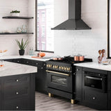 Autograph Edition 36'' 4.6 cu.' Dual Fuel Range with Gas Stove and Electric Oven in Black Stainless Steel with Champagne Bronze Accents