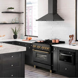 Autograph Edition 36'' 4.6 cu.' Dual Fuel Range with Gas Stove and Electric Oven in Black Stainless Steel with Champagne Bronze Accents