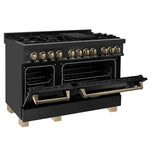 Autograph Edition 48'' 6.0 cu.' Dual Fuel Range with Gas Stove and Electric Oven in Black Stainless Steel with Champagne Bronze Accents