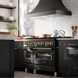 Autograph Edition 48'' 6.0 cu.' Dual Fuel Range with Gas Stove and Electric Oven in Black Stainless Steel with Champagne Bronze Accents