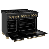Autograph Edition 48'' 6.0 cu.' Dual Fuel Range with Gas Stove and Electric Oven in Black Stainless Steel with Champagne Bronze Accents