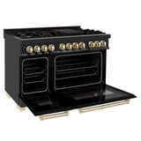 Autograph Edition 48'' 6.0 cu.' Dual Fuel Range with Gas Stove and Electric Oven in Black Stainless Steel with Champagne Bronze Accents