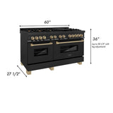 Autograph Edition 60'' 7.4 cu. ft. Dual Fuel Range with Gas Stove and Electric Oven in Black Stainless Steel with Champagne Bronze Accents