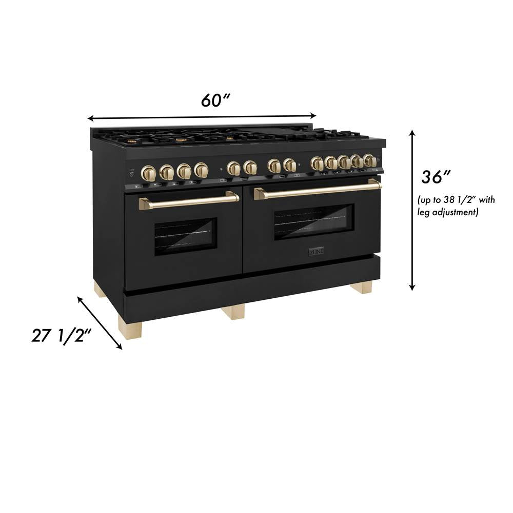 Autograph Edition 60'' 7.4 cu. ft. Dual Fuel Range with Gas Stove and Electric Oven in Black Stainless Steel with Gold Accents