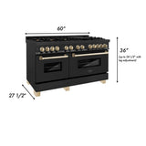 Autograph Edition 60'' 7.4 cu. ft. Dual Fuel Range with Gas Stove and Electric Oven in Black Stainless Steel with Gold Accents