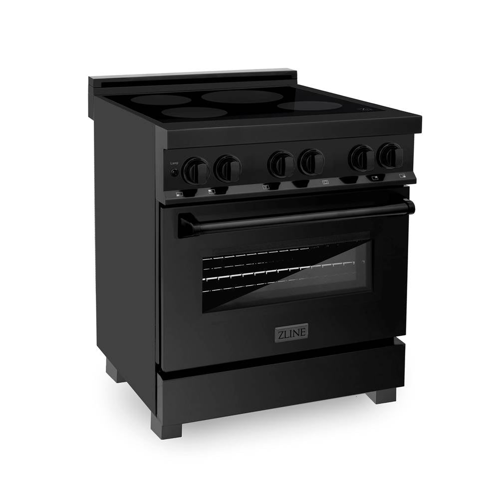 Z-Line - 30'' 4.0 cu. ft. Induction Range with a 4 Element Stove and Electric Oven in Black Stainless Steel - Black Stainless Steel