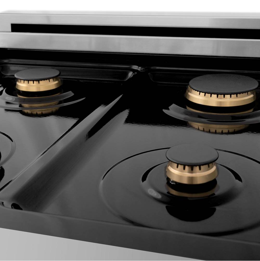 Autograph Edition 24'' 2.8 cu.' Dual Fuel Range with Gas Stove and Electric Oven in Stainless Steel with Champagne Bronze Accents