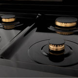 Autograph Edition 30'' Porcelain Rangetop with 4 Gas Burners in Black Stainless Steel and Champagne Bronze Accents