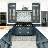 Autograph Edition 48'' Porcelain Rangetop with 7 Gas Burners in Black Stainless Steel and Champagne Bronze Accents