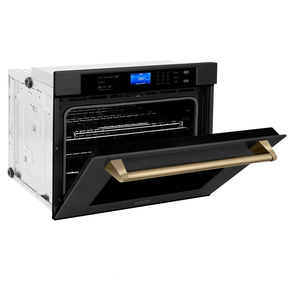 30'' Autograph Edition Single Wall Oven with Self Clean and True Conection in Black Stainless Steel and Champagne Bronze