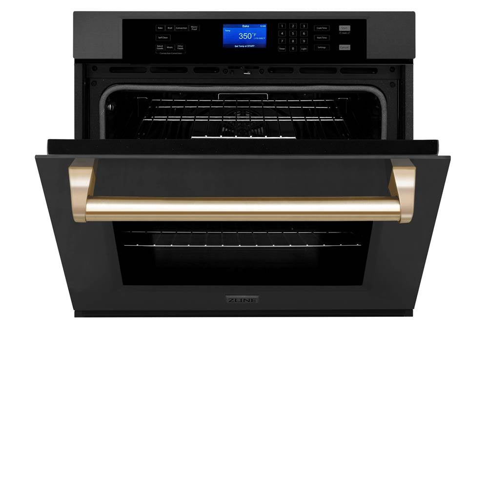 30'' Autograph Edition Single Wall Oven with Self Clean and True Conection in Black Stainless Steel and Champagne Bronze