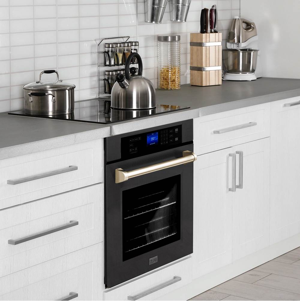 30'' Autograph Edition Single Wall Oven with Self Clean and True Conection in Black Stainless Steel and Champagne Bronze