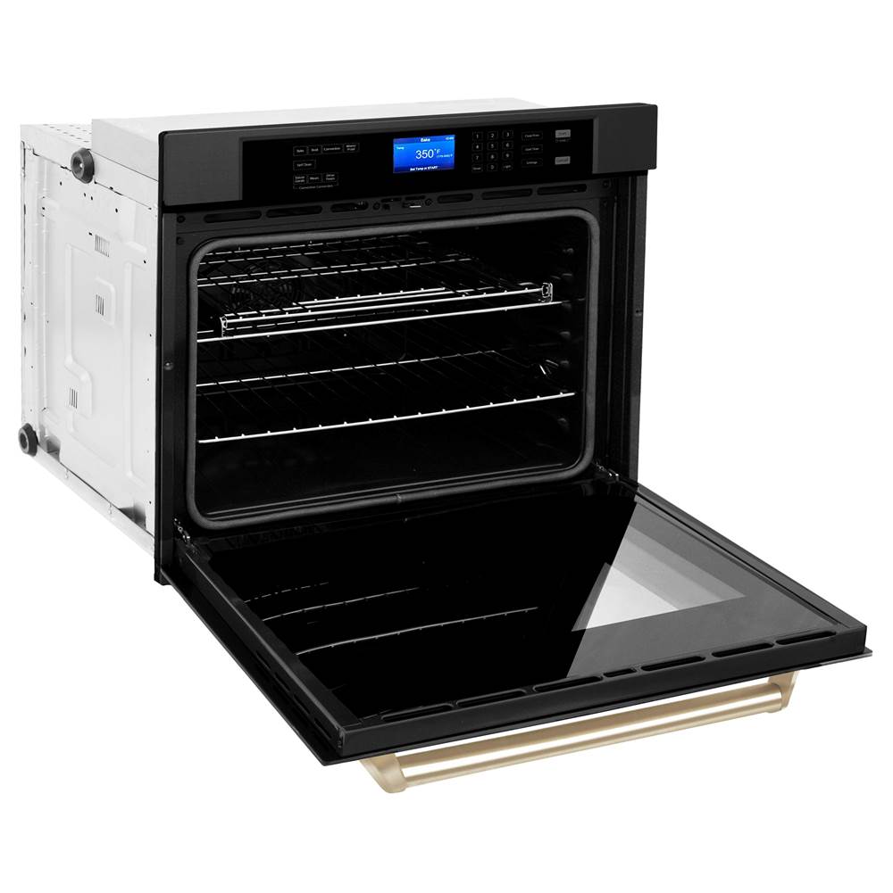 30'' Autograph Edition Single Wall Oven with Self Clean and True Conection in Black Stainless Steel and Champagne Bronze
