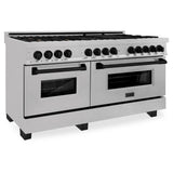 Z-Line - Autograph Edition 60'' 7.4 cu. ft. Dual Fuel Range with Gas Stove and Electric Oven in DuraSnow Stainless Steel with Matte Black Accents - Matte Black