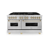 Autograph Edition 60'' 7.4 cu. ft. Dual Fuel Range with Gas Stove and Electric Oven in DuraSnow Stainless Steel with Champagne Bronze Accents (RASZ-60-CB)