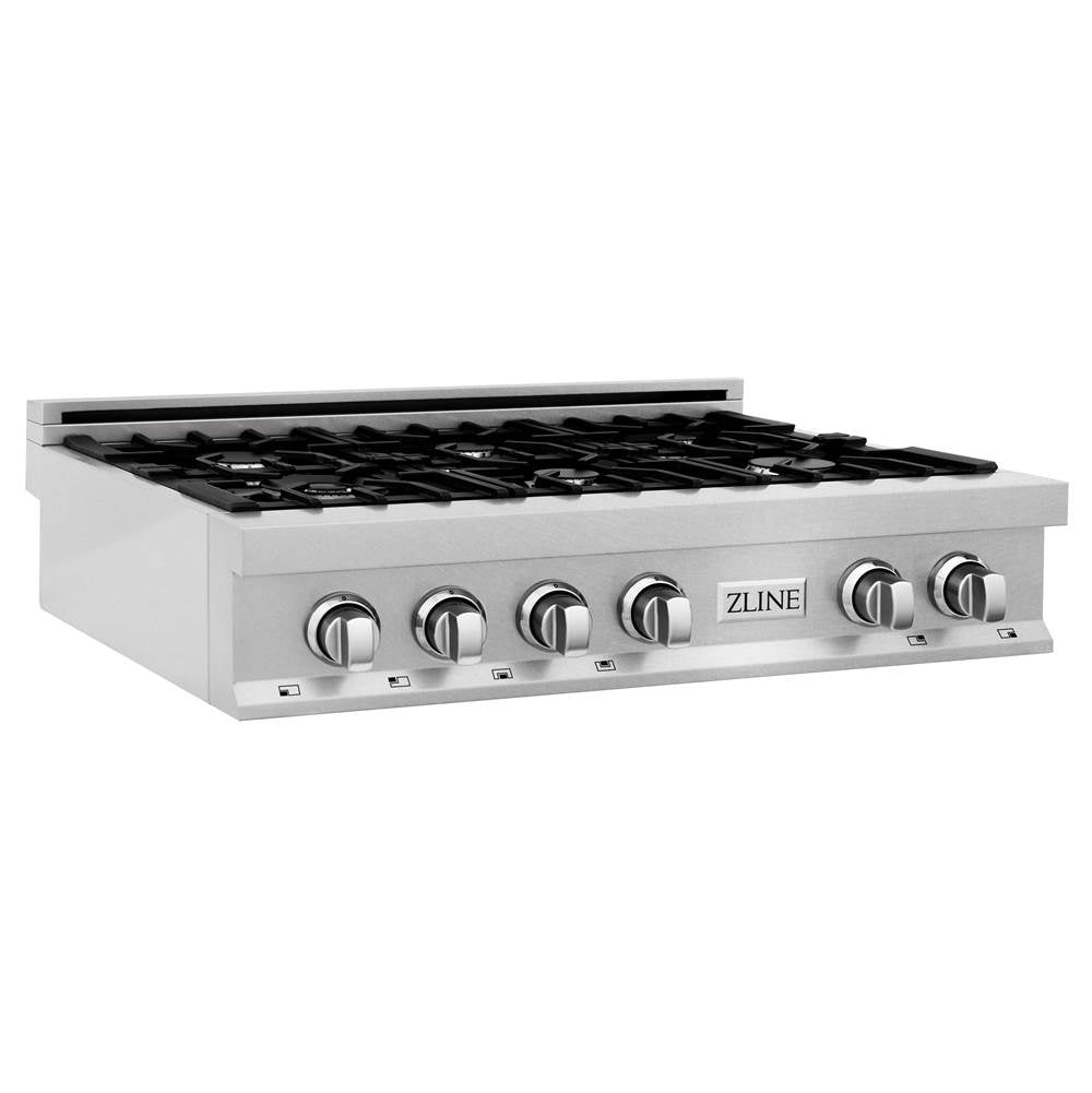 Z-Line - 36'' Porcelain Rangetop in DuraSnow Stainless Steel with 6 Gas Burners - DuraSnow Stainless Steel