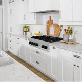 Autograph Edition 36'' Porcelain Rangetop with 6 Gas Burners in DuraSnow Stainless Steel and Champagne Bronze Accents