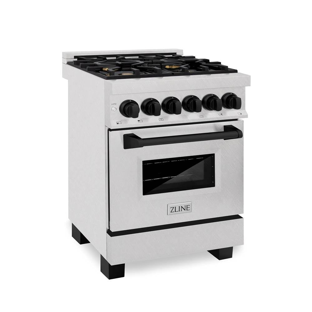 Z-Line - Autograph Edition 24'' 2.8 cu.' Dual Fuel Range with Gas Stove and Electric Oven in DuraSnow Stainless Steel with Matte Black Accents - Matte Black
