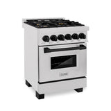 Z-Line - Autograph Edition 24'' 2.8 cu.' Dual Fuel Range with Gas Stove and Electric Oven in DuraSnow Stainless Steel with Matte Black Accents - Matte Black