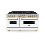 Autograph Edition 60'' 7.4 cu. ft. Dual Fuel Range with Gas Stove and Electric Oven in DuraSnow Stainless Steel with White Matte Door and Champagne Bronze Accents