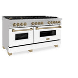 Autograph Edition 60'' 7.4 cu. ft. Dual Fuel Range with Gas Stove and Electric Oven in DuraSnow Stainless Steel with White Matte Door and Champagne Bronze Accents