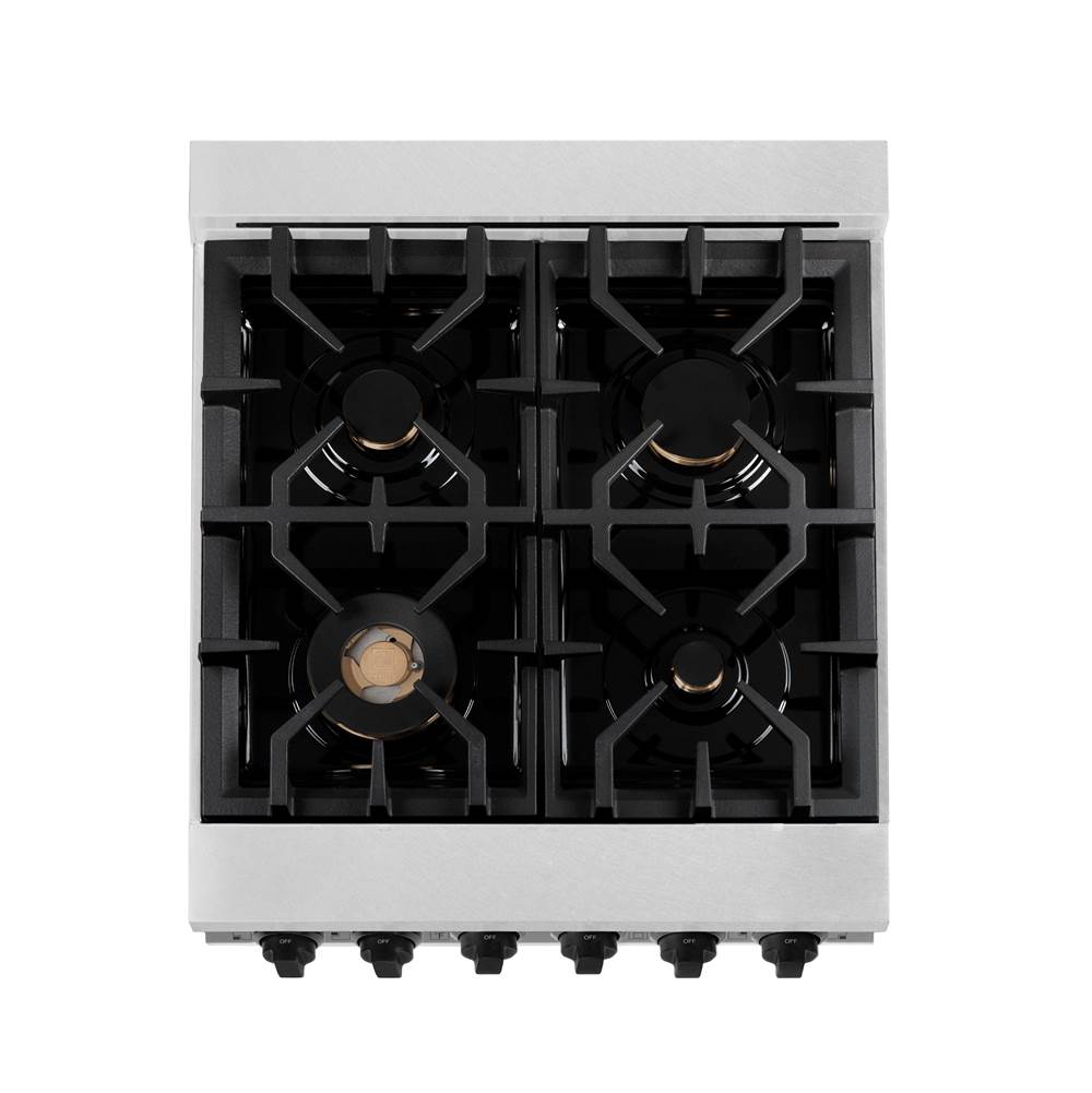 24'' 2.8 cu.' Range with Gas Stove and Gas Oven in DuraSnow Stainless Steel with Champagne Bronze Accents