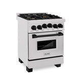 Z-Line - Autograph Edition 24'' 2.8 cu.' Range with Gas Stove and Gas Oven in DuraSnow Stainless Steel with Matte Black Accents - Matte Black