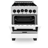 24'' 2.8 cu.' Range with Gas Stove and Gas Oven in DuraSnow Stainless Steel with White Matte Door and Champagne Bronze Accents