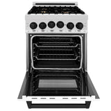 24'' 2.8 cu.' Range with Gas Stove and Gas Oven in DuraSnow Stainless Steel with White Matte Door and Champagne Bronze Accents