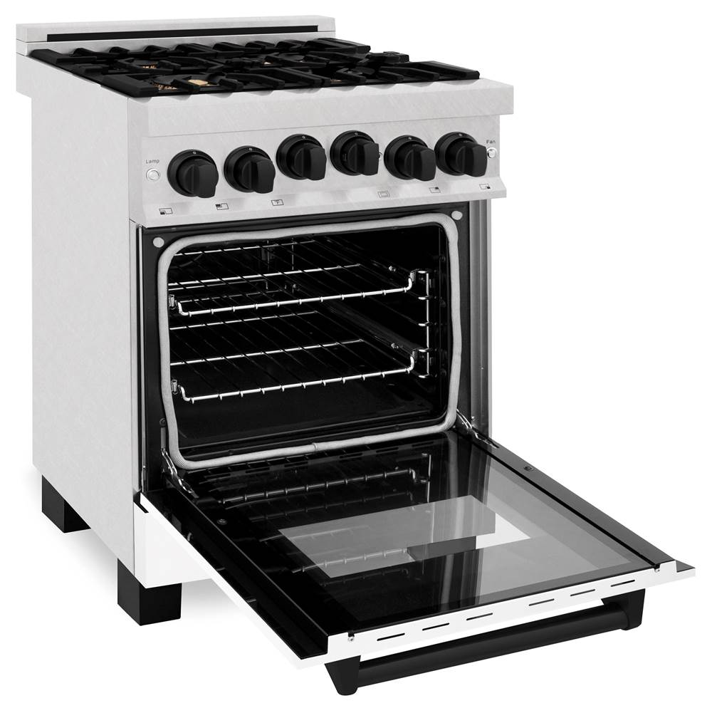 24'' 2.8 cu.' Range with Gas Stove and Gas Oven in DuraSnow Stainless Steel with White Matte Door and Champagne Bronze Accents