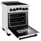24'' 2.8 cu.' Range with Gas Stove and Gas Oven in DuraSnow Stainless Steel with White Matte Door and Champagne Bronze Accents