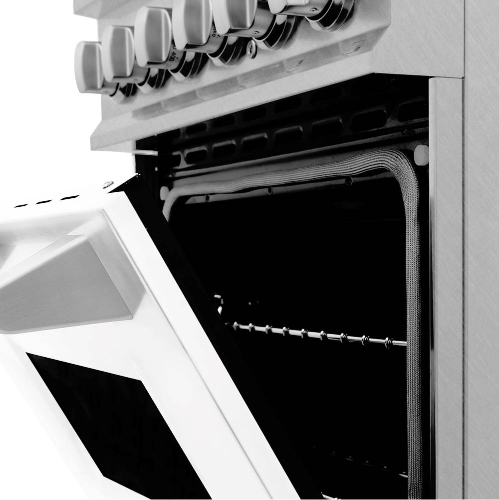 24'' 2.8 cu. ft. Electric Oven and Gas Cooktop Dual Fuel Range with Griddle and White Matte Door in Fingerprint Resistant Stainless