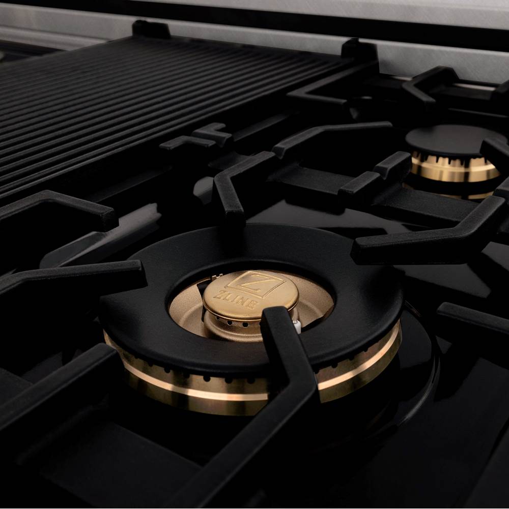 Autograph Edition 48'' 6.0 cu.' Dual Fuel Range with Gas Stove and Electric Oven in DuraSnow Stainless Steel with Champagne Bronze Accents