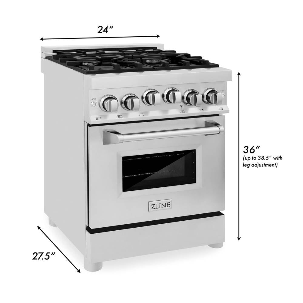 24'' 2.8 cu. ft. Gas Oven and Gas Cooktop Range with Griddle in Stainless Steel