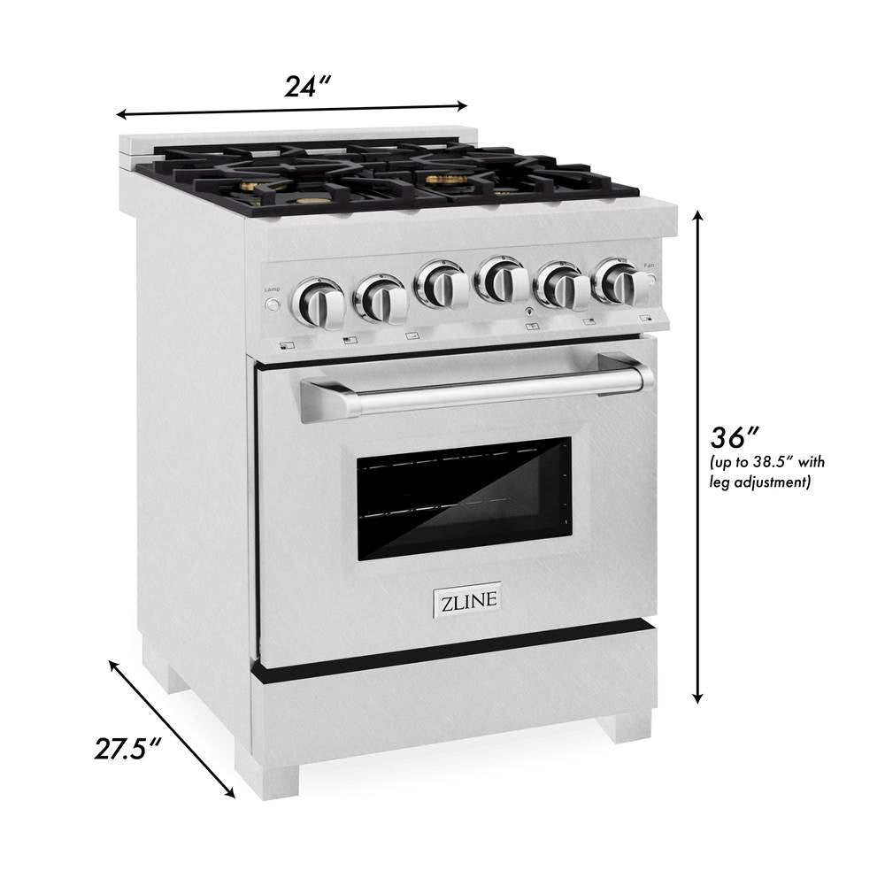 24'' 2.8 cu. ft. Gas Oven and Gas Cooktop Range with Griddle and Brass Burners in Fingerprint Resistant Stainless Steel